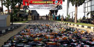 2800 Botol Miras Hasil Operasi Rutin Dimusnahkan Polres Garut
