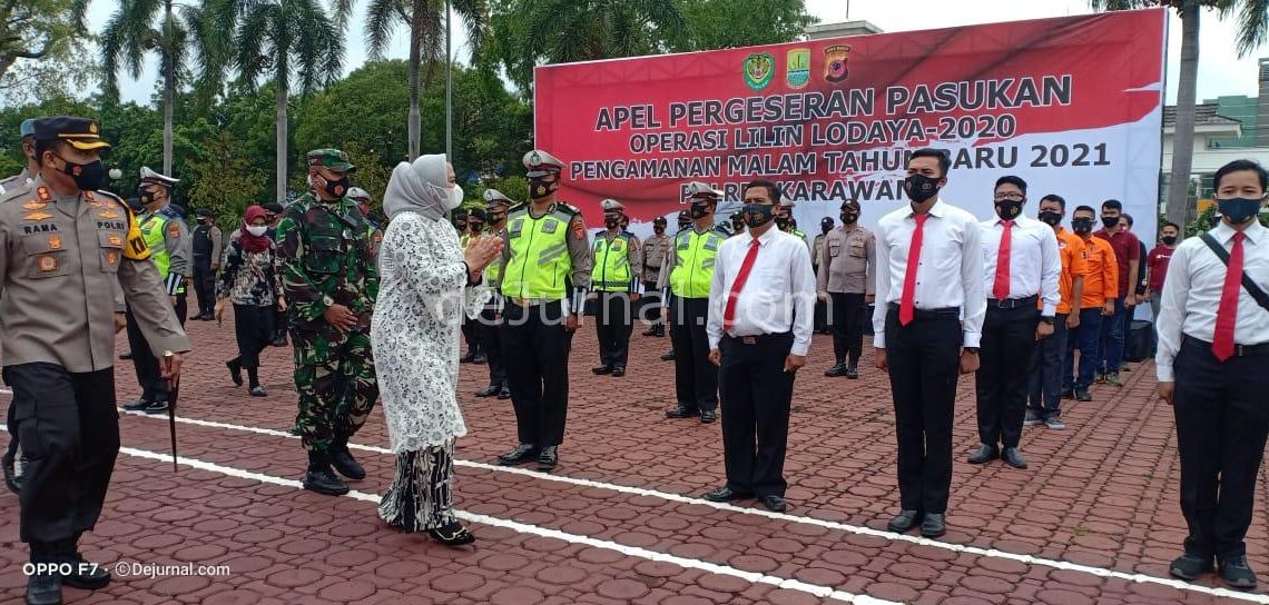 Pemkab Karawang Gelar Apel Pergeseran Pasukan Operasi Lilin Lodaya dan Pengamanan Malam Pergantian Tahun