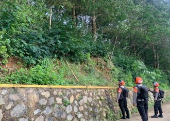 Pemantauan Tebing Rawan Longsor, Tim Sar Sat Brimob Polda Jabar Lakukan Pemantauan Tebing di Wilayah Desa Gadog