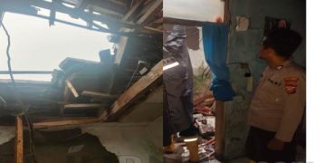 Polisi Datangi Lokasi Rumah Ambruk Tertimpa Tembok Bangunan Lantai Dua