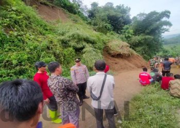 Polisi Bersama Unsur Muspika Bersinergi Bersihkan Material Longsor dan Pohon Tumbang