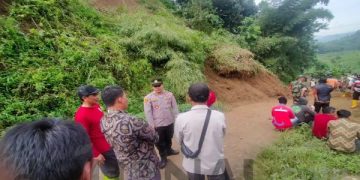 Polisi Bersama Unsur Muspika Bersinergi Bersihkan Material Longsor dan Pohon Tumbang
