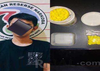 Polisi Amankan 2 Pengedar Ratusan Butir Pil Kuning Berlogo MF