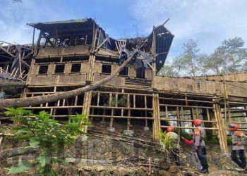 Sat Brimob Polda Kabar Cek Pohon Tumbang di Daerah Cibodas Lembang