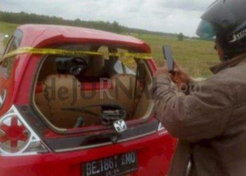 Warga Lampung Selatan Geger Temukan Mobil di Sawah Ada Bekas Tembakan dan Bercak Darah
