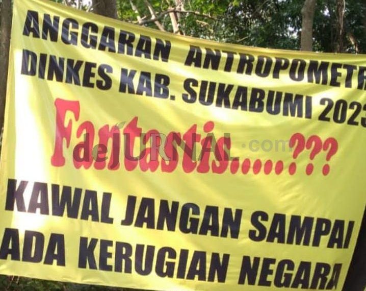 Baligo Ajakan “Kawal Anggaran Antropometri yang Fantastik” Terpajang Dekat Kantor Dinkes Sukabumi