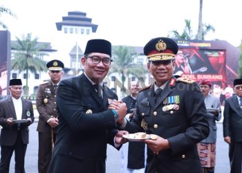 Polda Jabar Gelar Upacara Hari Bhayangkara Ke-77 di Lapangan Gasibu Bandung