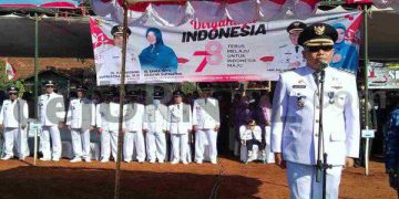 Terik Mentari Disertai Angin Kencang Iringi Upacara Peringatan HUT Kemerdekaan RI Ke 78 Kecamatan Pacet