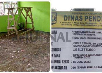 Pembangunan Laboratorium SDN Kadupugur Belum Selesai, Masa Waktu Kerja Telah Habis?