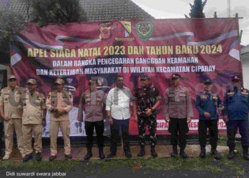 Jelang Nataru, Pemerintah kecamatan Ciparay bersama Jajaran TNI dan Polri Gelar Apel Gabungan
