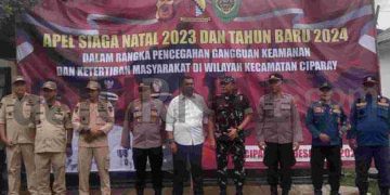 Jelang Nataru, Pemerintah kecamatan Ciparay bersama Jajaran TNI dan Polri Gelar Apel Gabungan