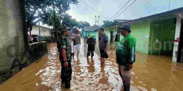 Koramil 2408 Ciparay Pantau Lokasi Banjir Daerah Sapan