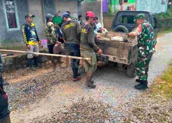 Karya Bhakti TNI Bersama Warga Desa Cikiray Perbaiki Ruas Jalan Ciborete