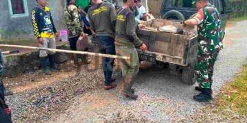 Karya Bhakti TNI Bersama Warga Desa Cikiray Perbaiki Ruas Jalan Ciborete