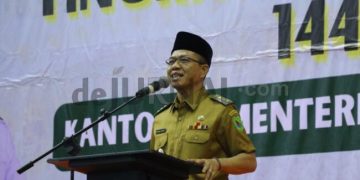 Bupati Bandung menghadiri pembukaan bimbingan manasik haji massal 1 tingkat Kabupaten Bandung tahun 2024 di Gedung Indoor Si Jalak Harupat Kecamatan Kutawaringin Kabupaten Bandung, Senin (22/4/2024).