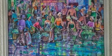 “Pasar di Bali” Lukisan Akhir Bulan Juni, Ungkapan  R Cahyadi Mengenang Pasar Tradisional Yang Telah Berubah