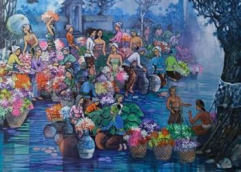 Rencananya untuk Koleksi Pameran Tunggal, Lukisan Pasar Kembang di Bali, Karya R Cahyadi Penutup Akhir Bulan