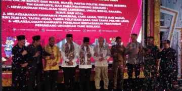 Jelang Tahapan Kampanye KPU dan Paslon Bacakan Naskah Deklarasi Damai