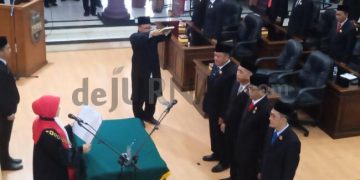 Foto: Pelantikan dan pengambilan sumpah Ketua DPRD Ciamis Nanang Permana beserta 3 Wakil nyaa
