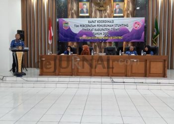 Foto: Sekda Ciamis Andang Firman saat memberikan sambutan di Rakor TPPS