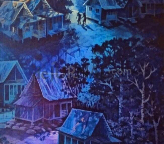 Lukisan “Ngabungbang”  Pesanan Orang Amerika Karya R Cahyadi Mengenang Zaman Silam Menikmati Purnama  di Kampung