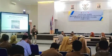 DP2KBP3A menggelar Rapat Koordinasi Evaluasi Akhir Tim Percepatan Penurunan Stunting Tingkat Kabupaten Ciamis Tahun 2024. Di Aula STIKES Muhammadiyah Ciamis. Senin (23/12/2024).