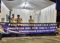 Foto : Dishub Ciamis memulai pembongkaran posko bantuan mudik Senin 07/04/2025)