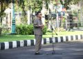 Foto : Bupati Ciamis Herdiat Sunarya Berikan Tanggapan Terkait Pergeseran Tanah Panawangan Usai Apel Gabungan. Selasa (08/04/2025)