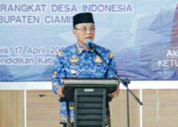 Foto : Bupati Ciamis Dr. H Herdiat Sunarya saat menanggapi sejumlah aspirasi perwakilan Dapil PPDI saat silaturahmi Akbar .Sabtu (1704/2025)