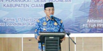 Foto : Bupati Ciamis Dr. H Herdiat Sunarya saat menanggapi sejumlah aspirasi perwakilan Dapil PPDI saat silaturahmi Akbar .Sabtu (1704/2025)
