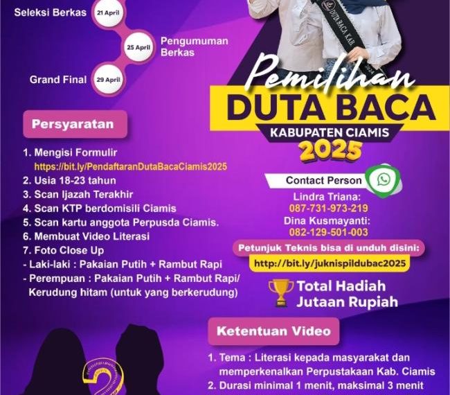 Foto : Pamflet edaran Pemilihan Suta Baca Ciamis 2025