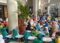 Ratusan peserta lomba mewarnai siswa TK dan SD yang digelar Disdik Kabupaten Bandung di Gedung Budaya Soreang.