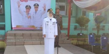 Upacara Bendera HUT ke 80 Tingkat Kecamatan Margahayu Digelar di SMPN 01 Margahayu