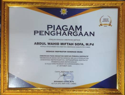 Inspirator Generasi Muda, Inilah Kepala Desa Beber Peraih Penghargaan AMPI Ciamis