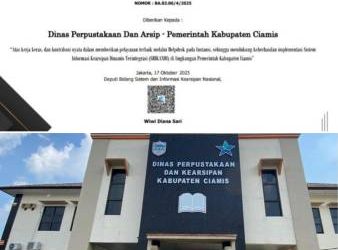 Dispusipda Ciamis Raih Penghargaan ANRI atas Keberhasilan Implementasi Sistem Kearsipan Digital Terintegrasi