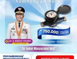 Perumdam Tirta Galuh Luncurkan Promo Akhir Tahun, Pemasangan Baru Rp750 Ribu Wilayah Ciamis dan Cisaga.