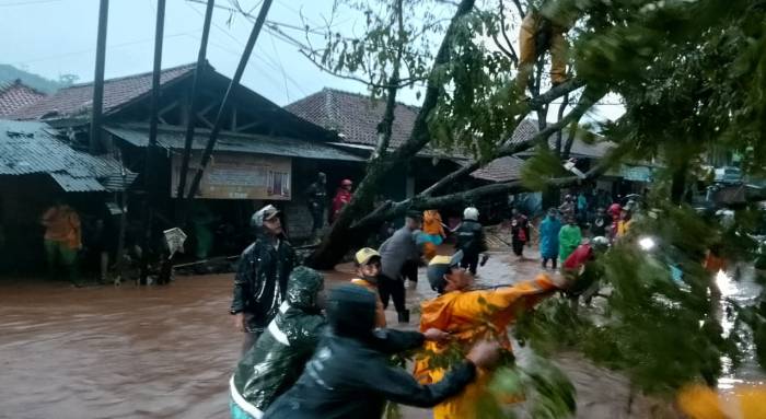 Hujan Deras Disertai Angin Kencang, Sejumlah Desa di Kecamatan Ciparay Diterjang Banjir dan Beberapa Pohon Tumbang