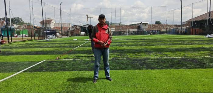 Dibangun di Tanah Carik, Lapangan Mini Soccer Satu dari 5 Program Implementasi Visi Misi Desa Sukamenak Kembangkan Ekonomi