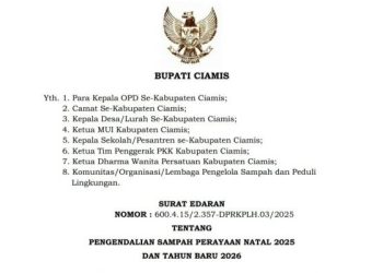 Rayakan Nataru dengan Kesadaran Lingkungan, Bupati Ciamis Terbitkan Edaran Pengendalian Sampah