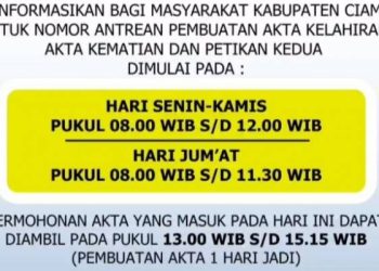 Mulai 20 Januari 2026, Disdukcapil Ciamis Terapkan Layanan Akta Kelahiran Satu Hari Jadi