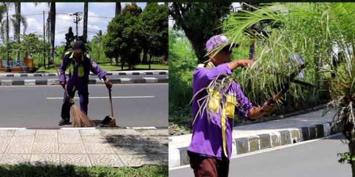 Foto : salah satu tugas pasukan ungu dalam membersihkan kita Ciamis