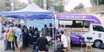 Foto : Bapenda Jemput Bola pelayanan "Gebyar digital bayar pajak" di alun alun Ciamis. Sabtu (18/04/2026)
