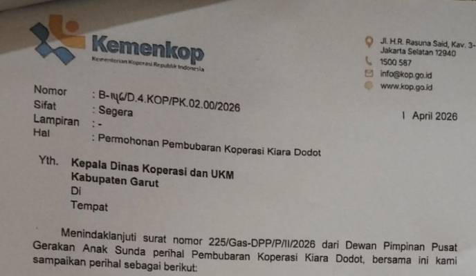 GAS : Kementerian Koperasi Pernah Minta Pemkab Garut Segera Proses Pembubaran Koperasi Kiara Dodot