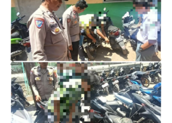 Jajaran Polsek Leles Amankan 10 Knalpot Brong dari Pelajar di Kabupaten Garut