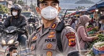 Polres Garut Ajak Masyarakat Jaga Kesehatan, Waspadai Partikel Halus Abu Vulkanik