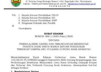 Dampak Abu Vulkanik Gunung Anak Krakatau, Disdik Purwakarta Terapkan Pembelajaran Daring