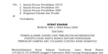 Dampak Abu Vulkanik Gunung Anak Krakatau, Disdik Purwakarta Terapkan Pembelajaran Daring