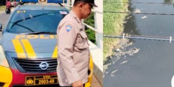 Polisi Cek Kondisi Sungai Cilamaya, Antisipasi Dampak Air Berwarna Hitam dan Berbusa